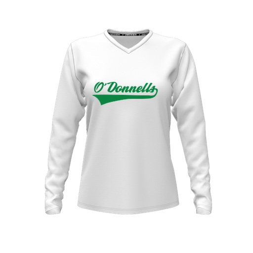 [FTLVCFWH-FYXS-LOGO2] Decker Comfort T-Shirt (Female Youth XS, White, V Neck, Logo 2, Long Sleeve)