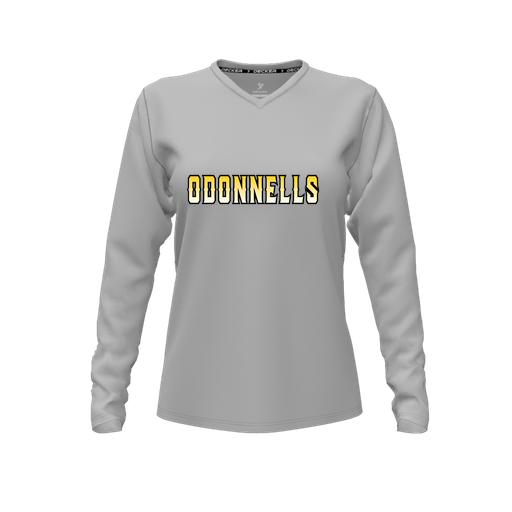 [FTLVCFGY-FYXS-LOGO3] Decker Comfort T-Shirt (Female Youth XS, Gray, V Neck, Logo 3, Long Sleeve)