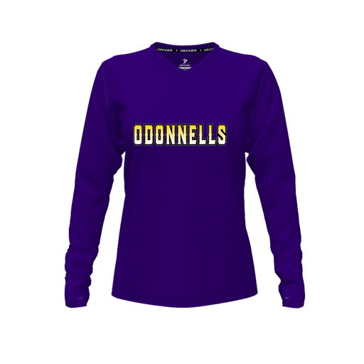 [FTLVCFPP-FYXS-LOGO3] Decker Comfort T-Shirt (Female Youth XS, Purple, V Neck, Logo 3, Long Sleeve)