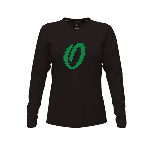 [FTLVPTBK-FYXS-LOGO1] Decker Performance T-Shirt (Female Youth XS, Black, V Neck, Logo 1, Long Sleeve)